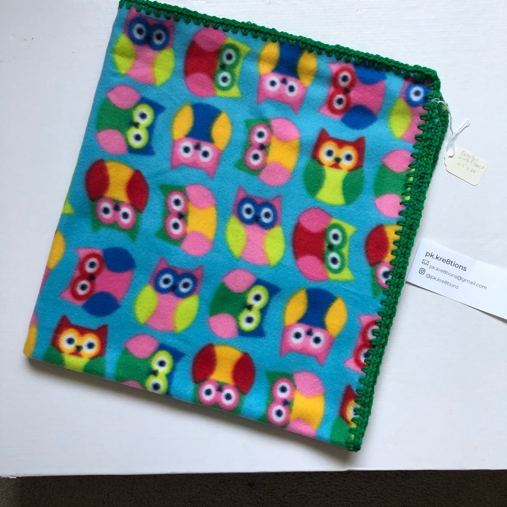 Colorful Owls Fleece throw 27” x 29”